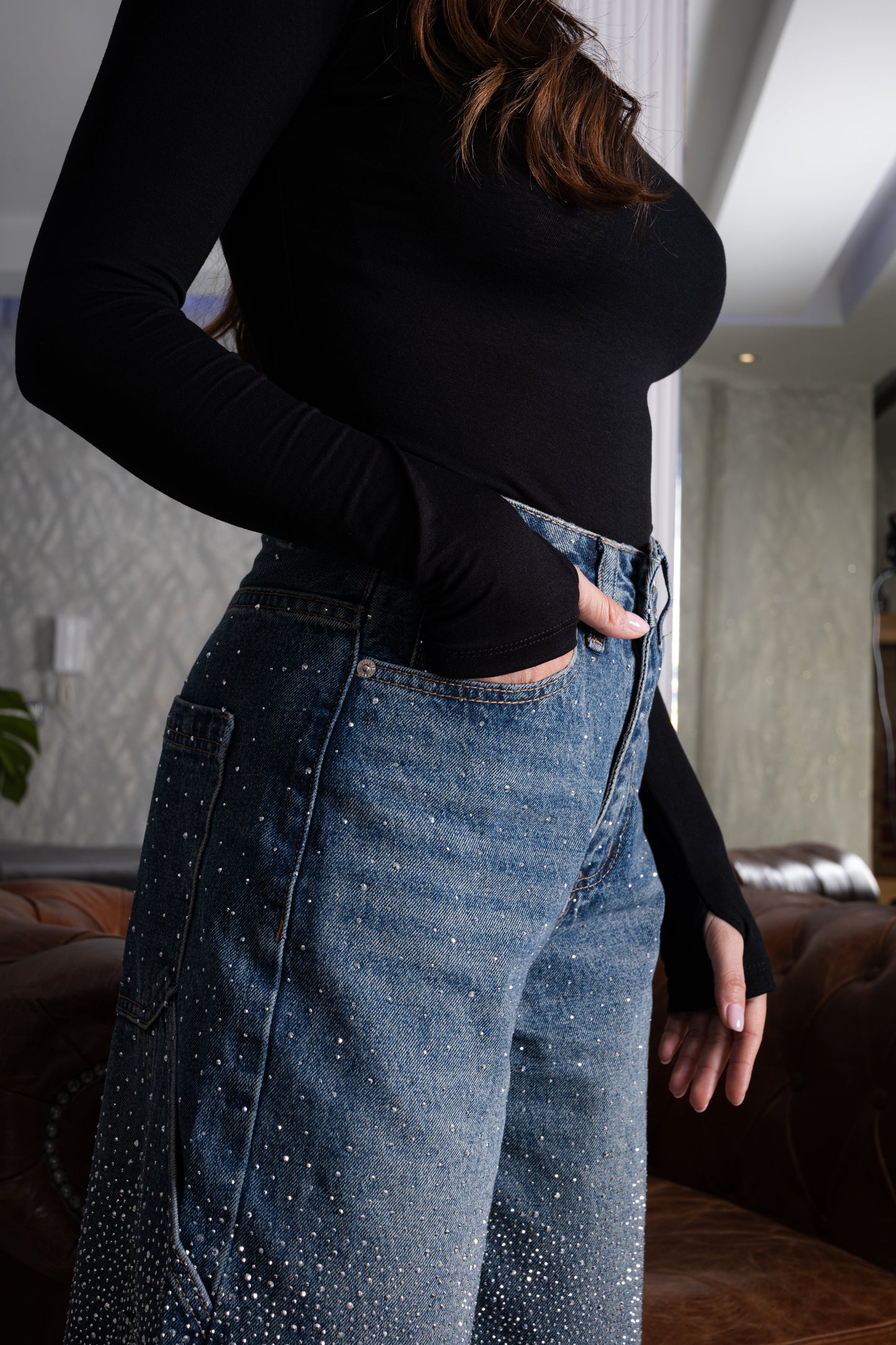 Lunora™ | Sparkle Wide-Leg Jeans