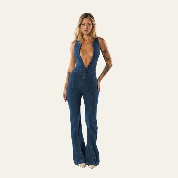 Lunora™ | Capri Denim Jumpsuit