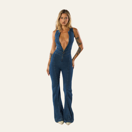 Lunora™ | Capri Denim Jumpsuit