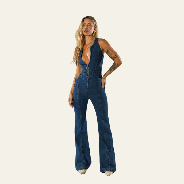 Lunora™ | Capri Denim Jumpsuit