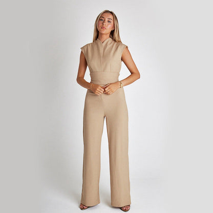 Lunora™  | Elegante Mouwloze Zomer Jumpsuit met V-Hals en Wijde Pijpen