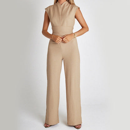Lunora™  | Elegante Mouwloze Zomer Jumpsuit met V-Hals en Wijde Pijpen
