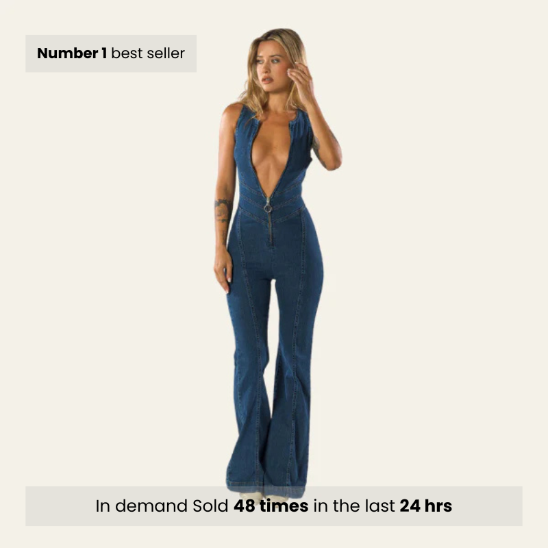 Lunora™ | Capri Denim Jumpsuit