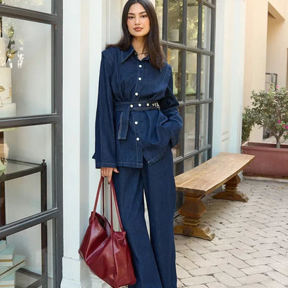 Lunora™ | Denim Chic Tweedelige Set voor Vrouwen
