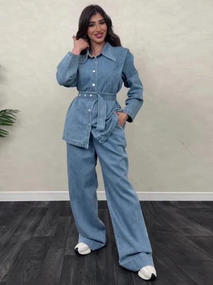 Lunora™ | Denim Chic Tweedelige Set voor Vrouwen