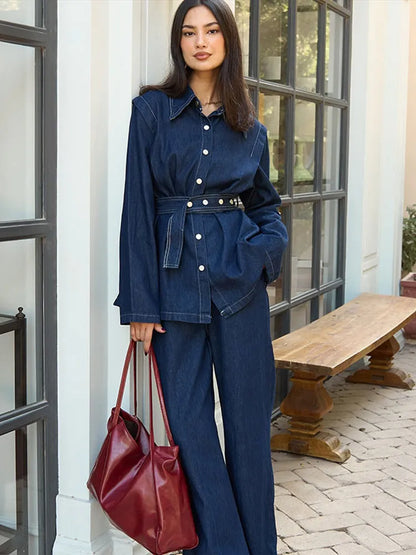 Lunora™ | Denim Chic Tweedelige Set voor Vrouwen