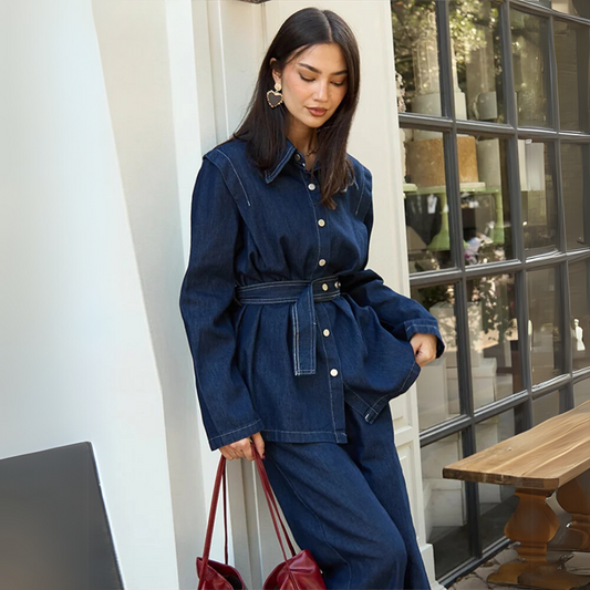 Lunora™ | Denim Chic Tweedelige Set voor Vrouwen